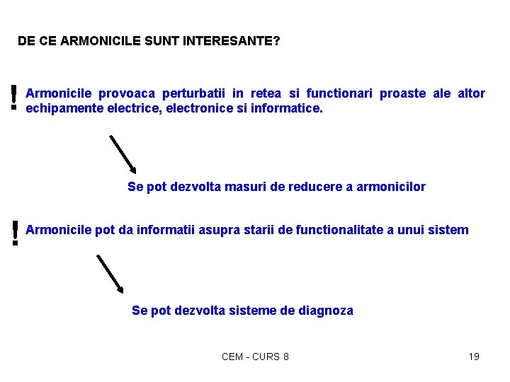 DE CE ARMONICILE SUNT INTERESANTE? ! Armonicile provoaca perturbatii in retea si functionari proaste