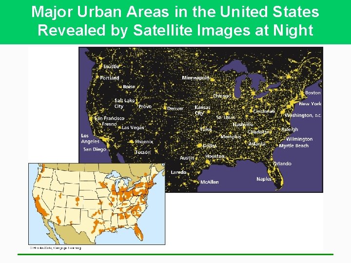 Major Urban Areas in the United States Revealed by Satellite Images at Night 