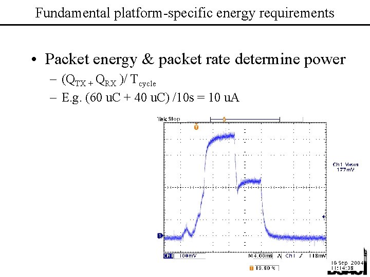 Fundamental platform-specific energy requirements • Packet energy & packet rate determine power – (QTX