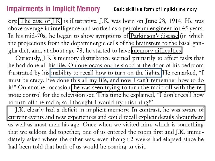 Basic skill is a form of implicit memory 