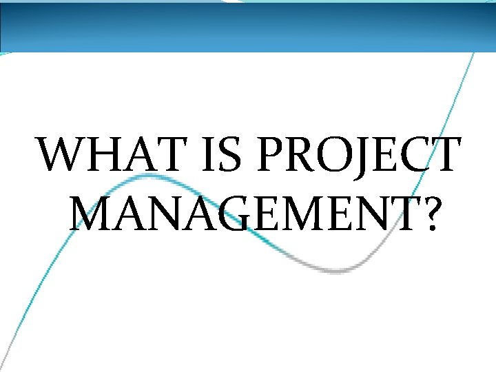WHAT IS PROJECT MANAGEMENT? 