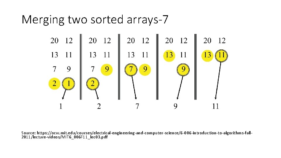 Merging two sorted arrays-7 Source: https: //ocw. mit. edu/courses/electrical-engineering-and-computer-science/6 -006 -introduction-to-algorithms-fall 2011/lecture-videos/MIT 6_006 F