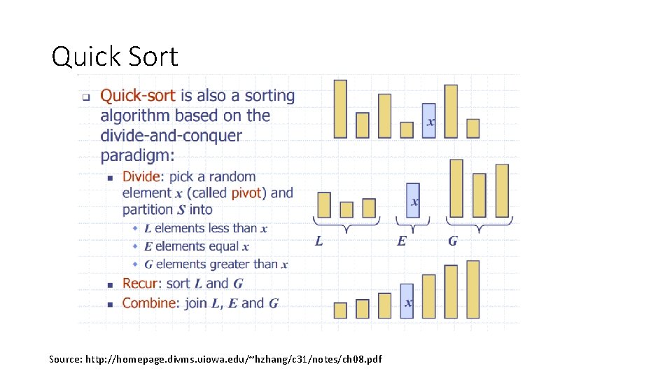Quick Sort Source: http: //homepage. divms. uiowa. edu/~hzhang/c 31/notes/ch 08. pdf Quick Sort Source: http: //homepage. divms. uiowa. edu/~hzhang/c 31/notes/ch 08. pdf