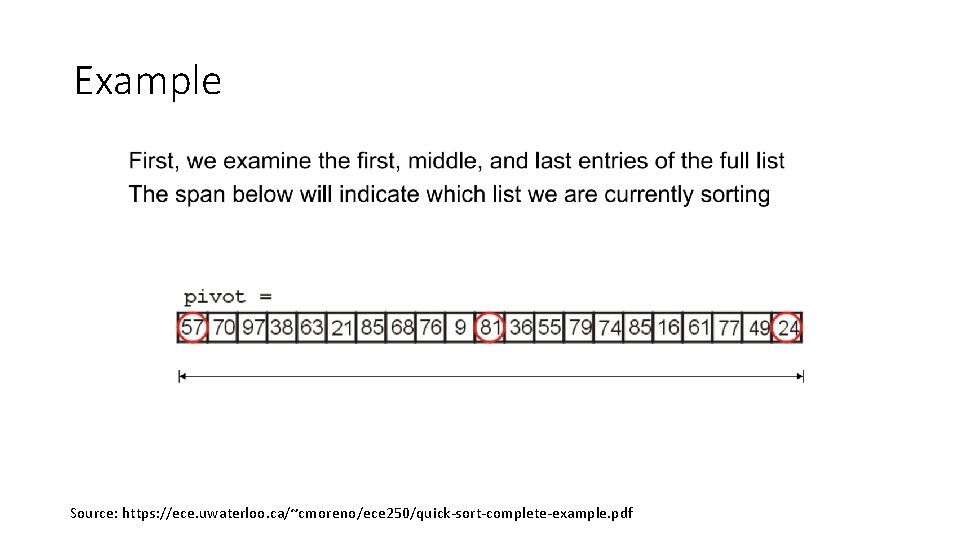 Example Source: https: //ece. uwaterloo. ca/~cmoreno/ece 250/quick-sort-complete-example. pdf Example Source: https: //ece. uwaterloo. ca/~cmoreno/ece 250/quick-sort-complete-example. pdf