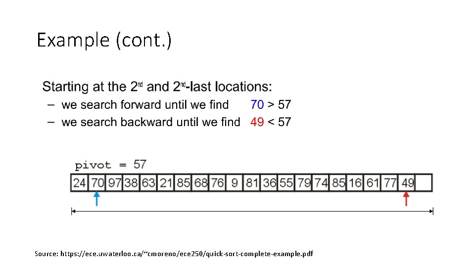 Example (cont. ) Source: https: //ece. uwaterloo. ca/~cmoreno/ece 250/quick-sort-complete-example. pdf 