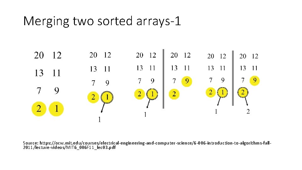 Merging two sorted arrays-1 Source: https: //ocw. mit. edu/courses/electrical-engineering-and-computer-science/6 -006 -introduction-to-algorithms-fall 2011/lecture-videos/MIT 6_006 F Merging two sorted arrays-1 Source: https: //ocw. mit. edu/courses/electrical-engineering-and-computer-science/6 -006 -introduction-to-algorithms-fall 2011/lecture-videos/MIT 6_006 F