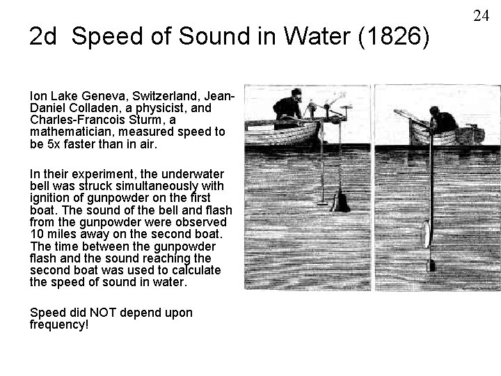 2 d Speed of Sound in Water (1826) Ion Lake Geneva, Switzerland, Jean. Daniel