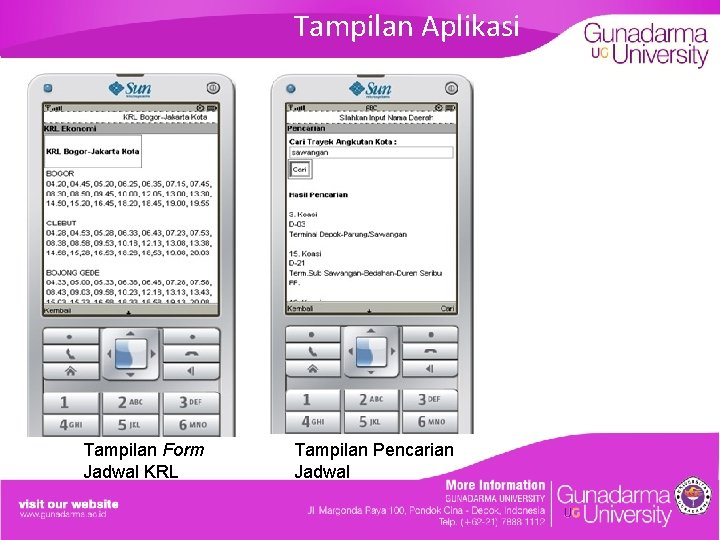 Tampilan Aplikasi Tampilan Form Jadwal KRL Tampilan Pencarian Jadwal 