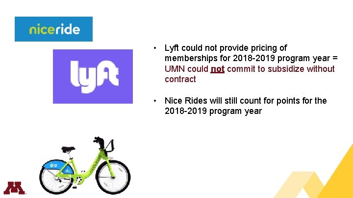  • Lyft could not provide pricing of memberships for 2018 -2019 program year