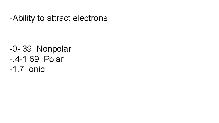 -Ability to attract electrons -0 -. 39 Nonpolar -. 4 -1. 69 Polar -1.