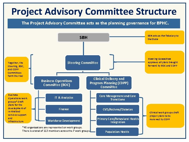 Project Advisory Committee Structure The Project Advisory Committee acts as the planning governance for