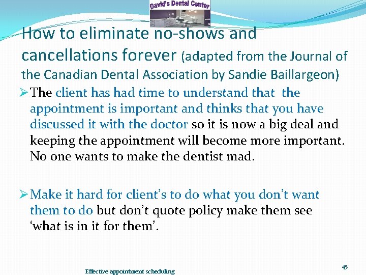 How to eliminate no-shows and cancellations forever (adapted from the Journal of the Canadian