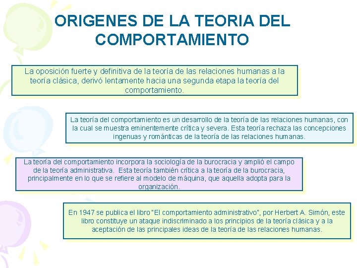 ORIGENES DE LA TEORIA DEL COMPORTAMIENTO La oposición fuerte y definitiva de la teoría