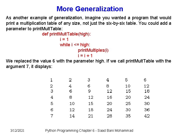 More Generalization As another example of generalization, imagine you wanted a program that would More Generalization As another example of generalization, imagine you wanted a program that would