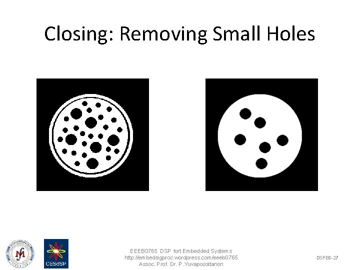 Closing: Removing Small Holes EEEB 0765 DSP fort Embedded Systems http: //embedsigproc. wordpress. com/eeeb