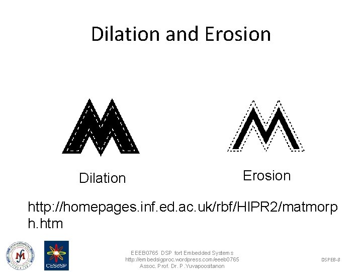 Dilation and Erosion Dilation Erosion http: //homepages. inf. ed. ac. uk/rbf/HIPR 2/matmorp h. htm