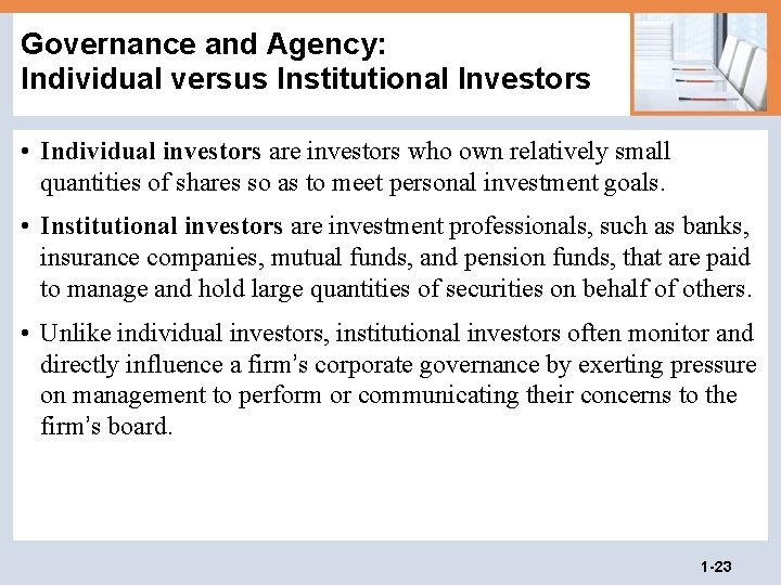 Governance and Agency: Individual versus Institutional Investors • Individual investors are investors who own Governance and Agency: Individual versus Institutional Investors • Individual investors are investors who own