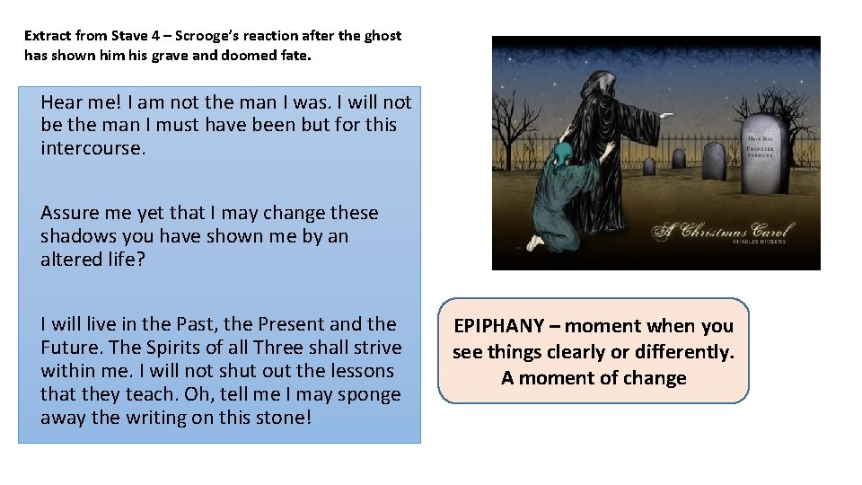 Extract from Stave 4 – Scrooge’s reaction after the ghost has shown him his