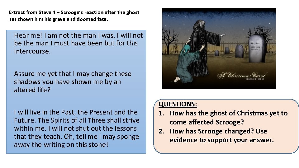 Extract from Stave 4 – Scrooge’s reaction after the ghost has shown him his