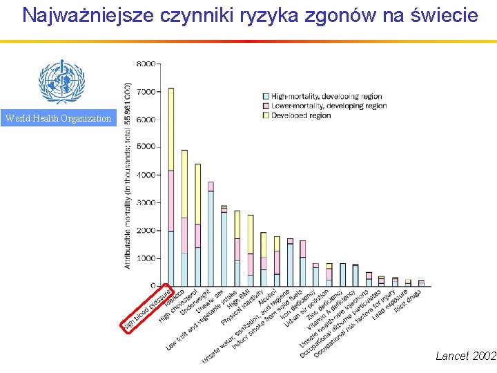 Najważniejsze czynniki ryzyka zgonów na świecie World Health Organization Lancet 2002 