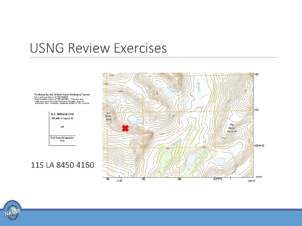 USNG Review Exercises 11 S LA 8450 4160 