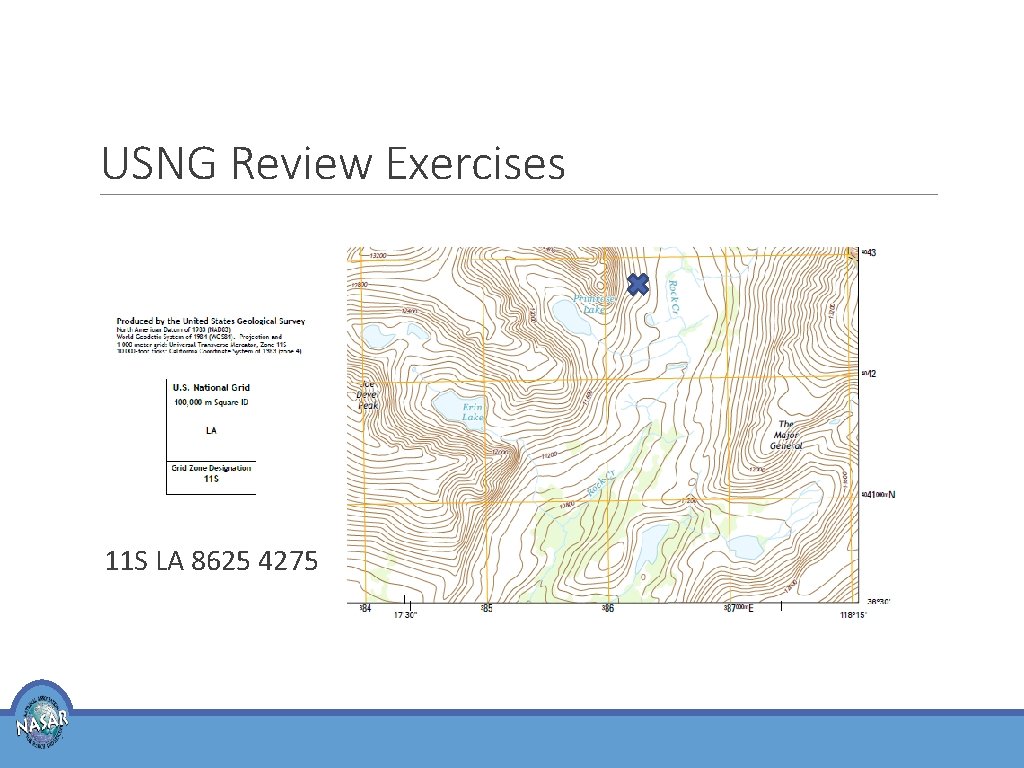 USNG Review Exercises 11 S LA 8625 4275 