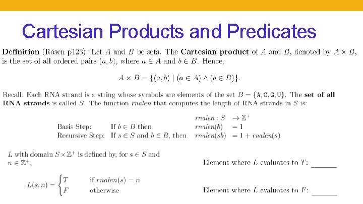 Cartesian Products and Predicates 