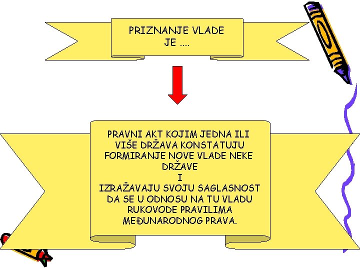 PRIZNANJE VLADE JE. . PRAVNI AKT KOJIM JEDNA ILI VIŠE DRŽAVA KONSTATUJU FORMIRANJE NOVE