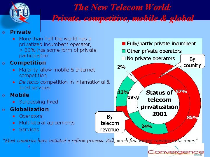 The New Telecom World: Private, competitive, mobile & global o Private • More than