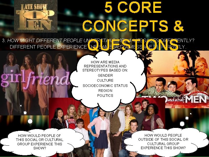 5 CORE CONCEPTS & QUESTIONS OF MEDIA LITERACY 3. HOW MIGHT DIFFERENT PEOPLE UNDERSTAND