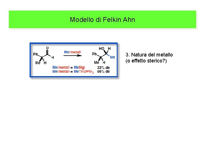 Modello di Felkin Ahn 3. Natura del metallo (o effetto sterico? ) 