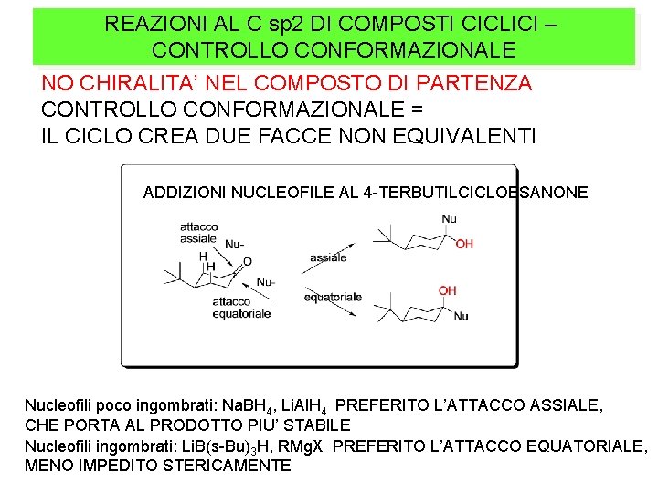 REAZIONI AL C sp 2 DI COMPOSTI CICLICI – CONTROLLO CONFORMAZIONALE NO CHIRALITA’ NEL