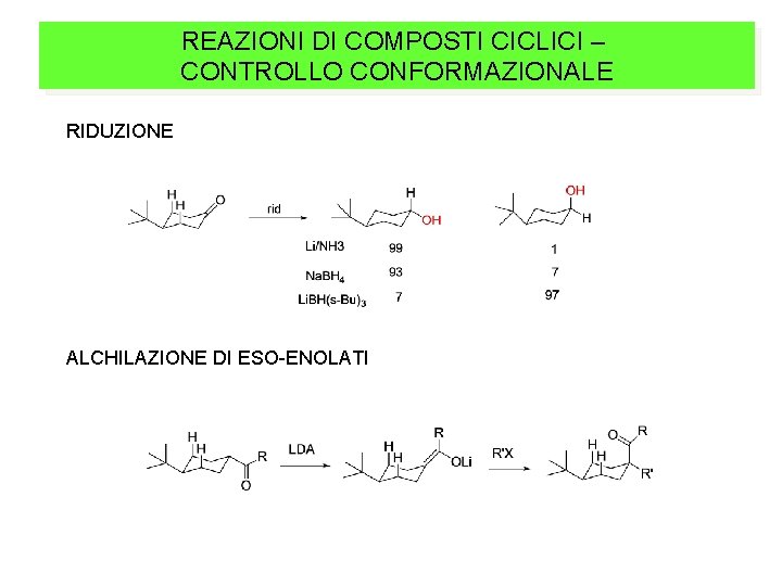 REAZIONI DI COMPOSTI CICLICI – CONTROLLO CONFORMAZIONALE RIDUZIONE ALCHILAZIONE DI ESO-ENOLATI 