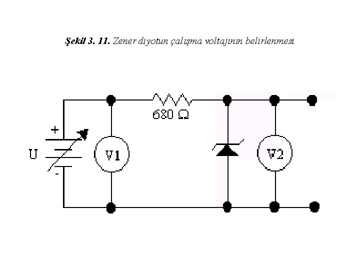 Şekil 3. 11. Zener diyotun çalışma voltajının belirlenmesi 