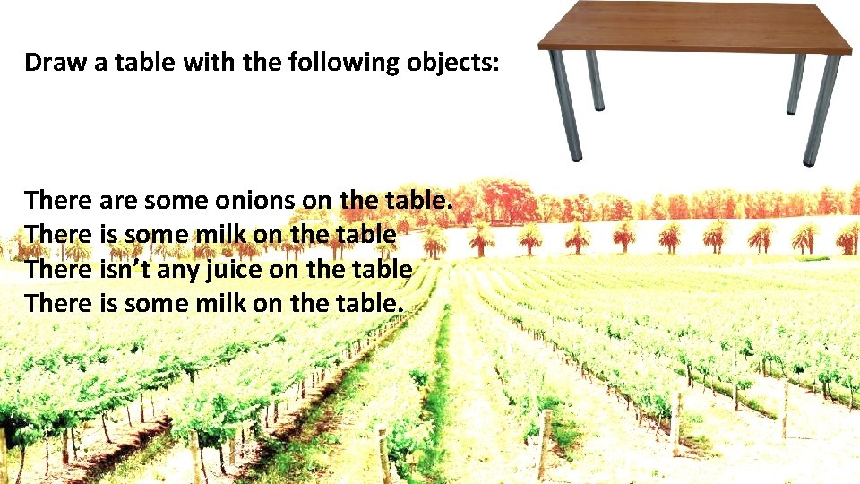 Draw a table with the following objects: There are some onions on the table.
