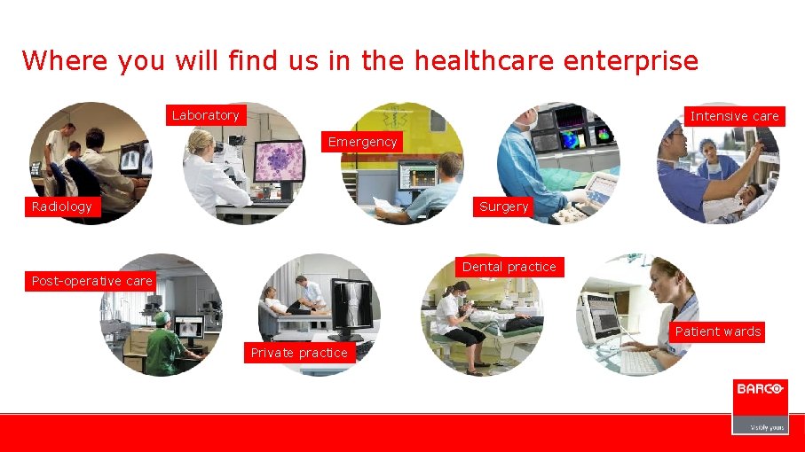 Where you will find us in the healthcare enterprise Laboratory Intensive care Emergency Radiology