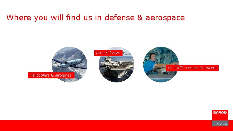 Where you will find us in defense & aerospace Armed forces Air traffic centers