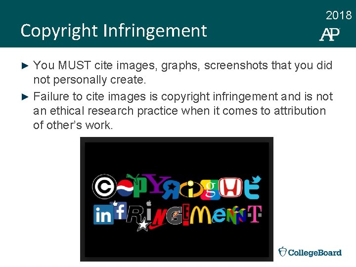 Copyright Infringement 2018 You MUST cite images, graphs, screenshots that you did not personally