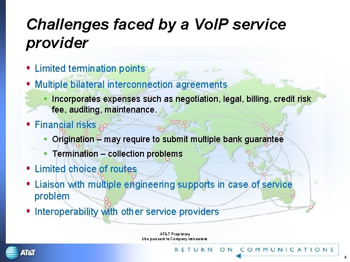 Challenges faced by a Vo. IP service provider Limited termination points Multiple bilateral interconnection