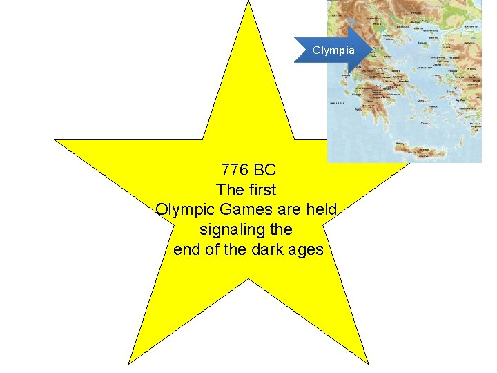 Olympia 776 BC The first Olympic Games are held signaling the end of the