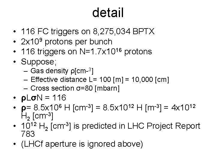 detail • • 116 FC triggers on 8, 275, 034 BPTX 2 x 109