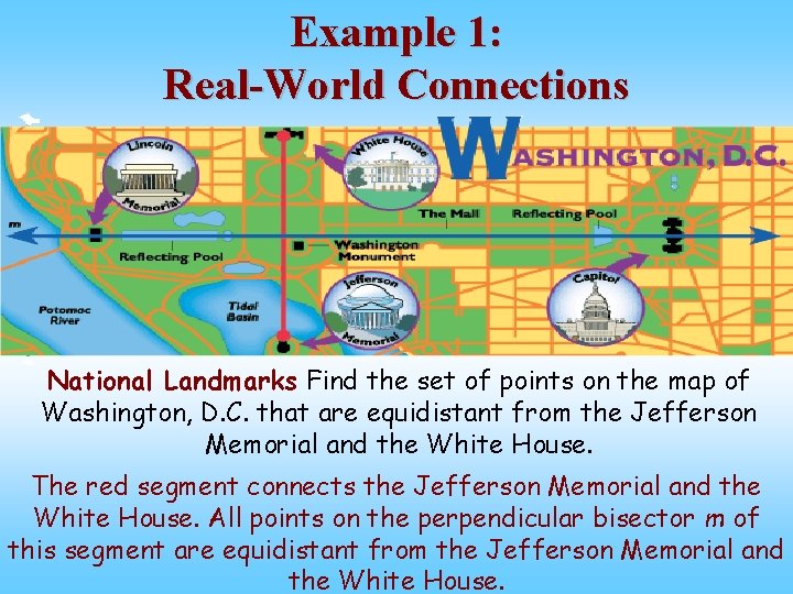 Example 1: Real-World Connections National Landmarks Find the set of points on the map