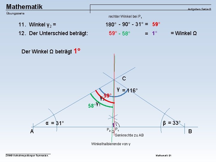 Mathematik Aufgaben Serie 8 Übungsserie rechter Winkel bei P 1 180° - 90° -