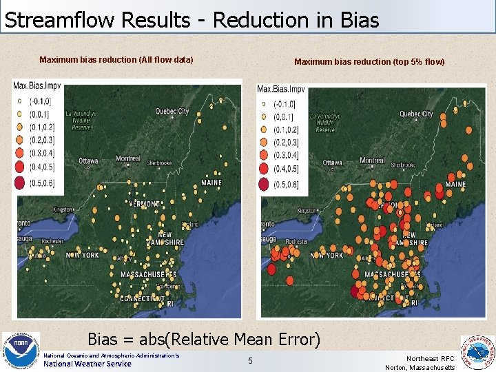 Streamflow Results - Reduction in Bias Maximum bias reduction (All flow data) Maximum bias