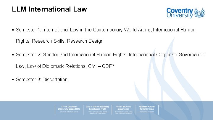 LLM International Law § Semester 1: International Law in the Contemporary World Arena, International