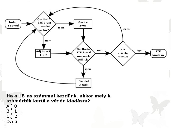 Ha a 18 -as számmal kezdünk, akkor melyik számérték kerül a végén kiadásra? A.