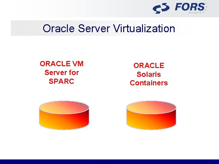Oracle Server Virtualization ORACLE VM Server for SPARC ORACLE Solaris Containers FORS EUROPE LTD.