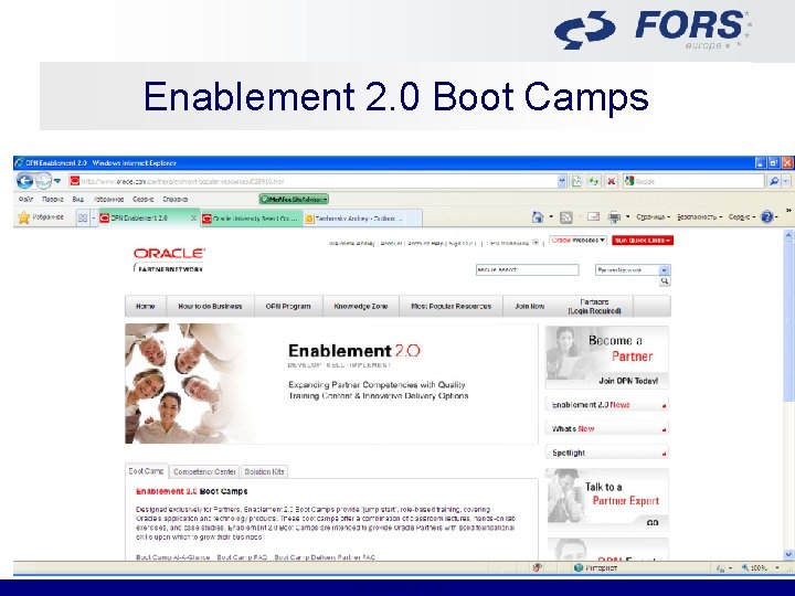 Enablement 2. 0 Boot Camps FORS EUROPE LTD. 