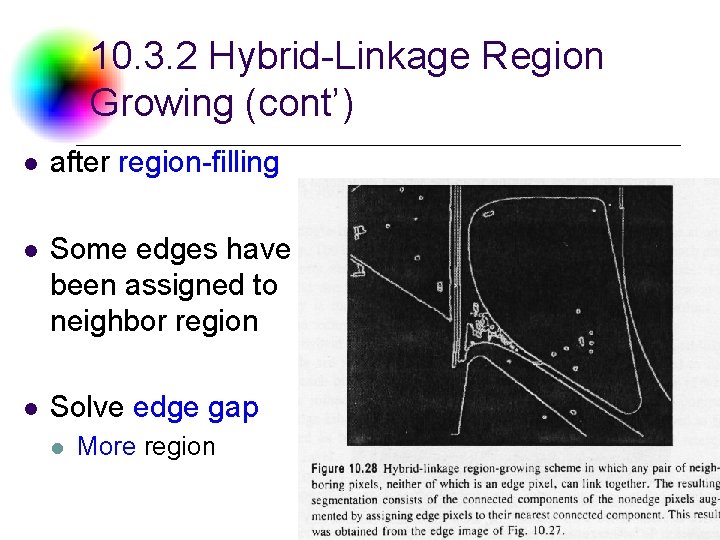 10. 3. 2 Hybrid-Linkage Region Growing (cont’) l after region-filling l Some edges have