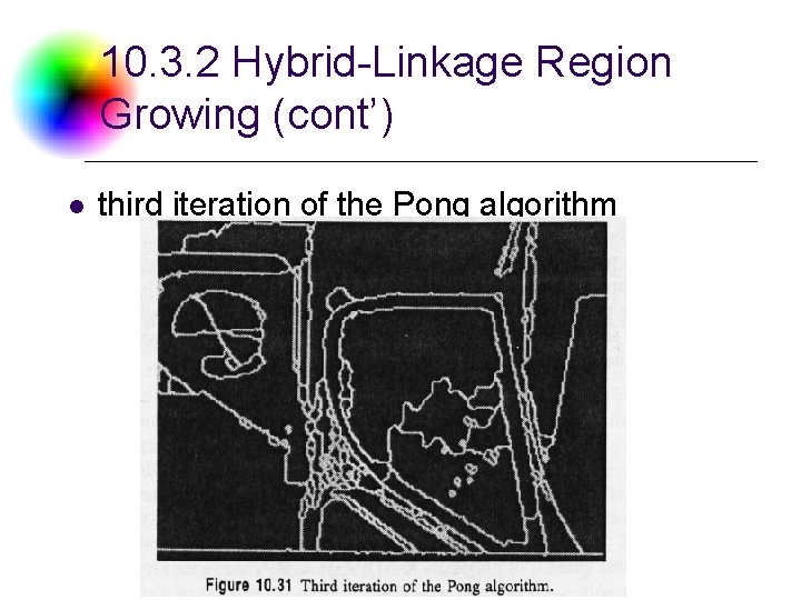 10. 3. 2 Hybrid-Linkage Region Growing (cont’) l third iteration of the Pong algorithm